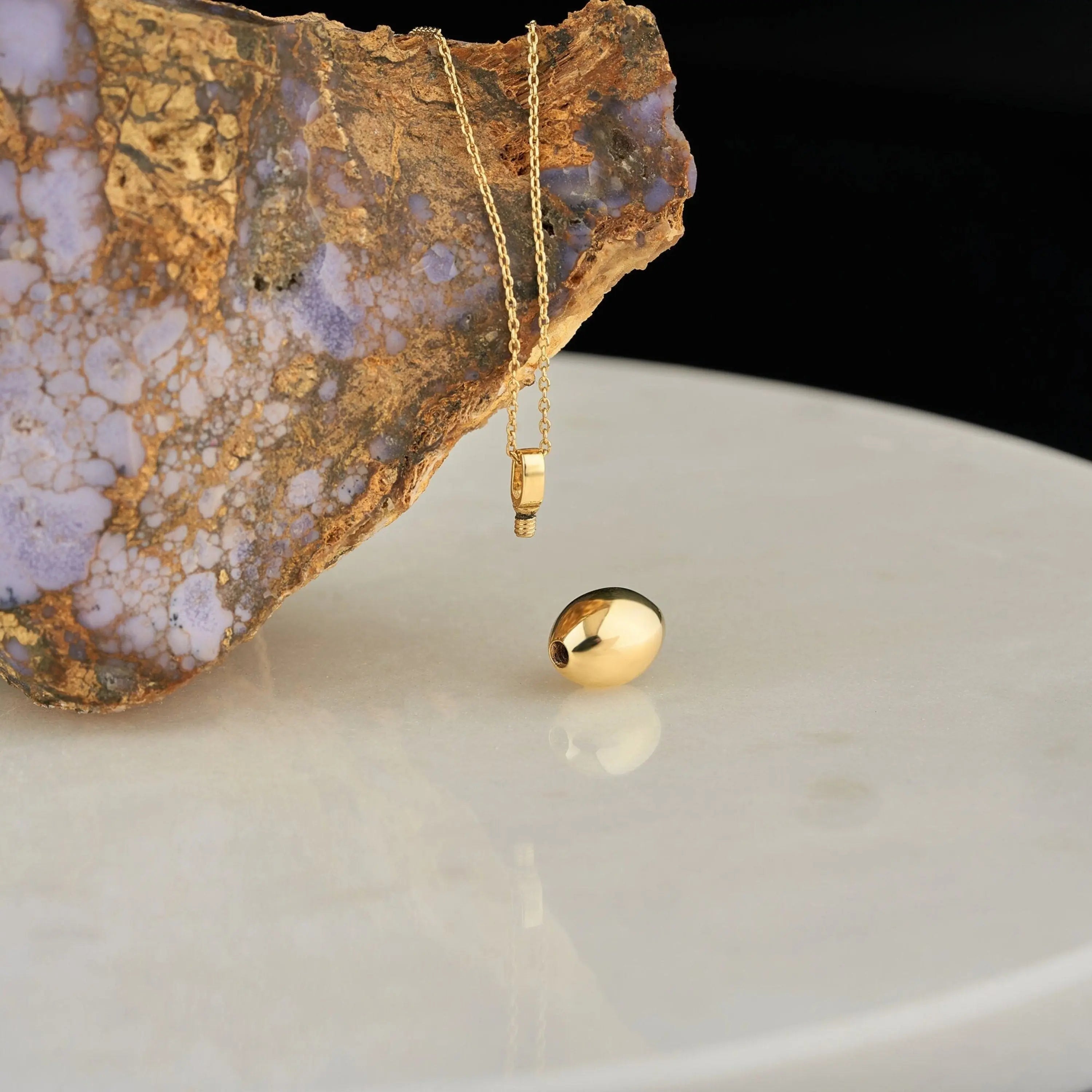 Cremation Urn Necklace 14K Solid Gold Pendant, Personalized Necklace for Ashes, Mom&Dad Loss Necklace, Memorial Necklace, Pet Ashes Necklace