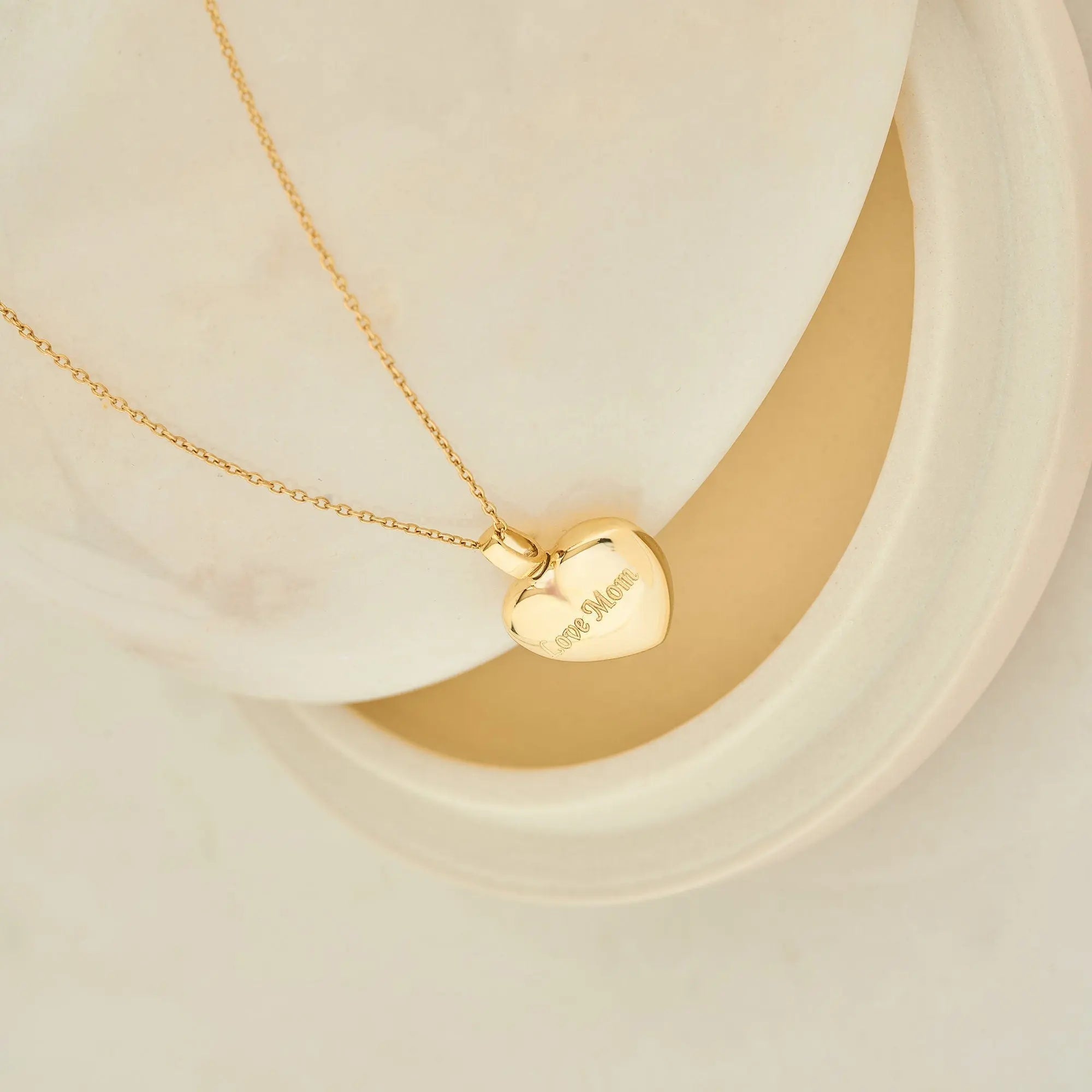 Cremation Urn Heart Necklace Personalized for Ashes Pendant 14K Solid Gold Memorial Pet
