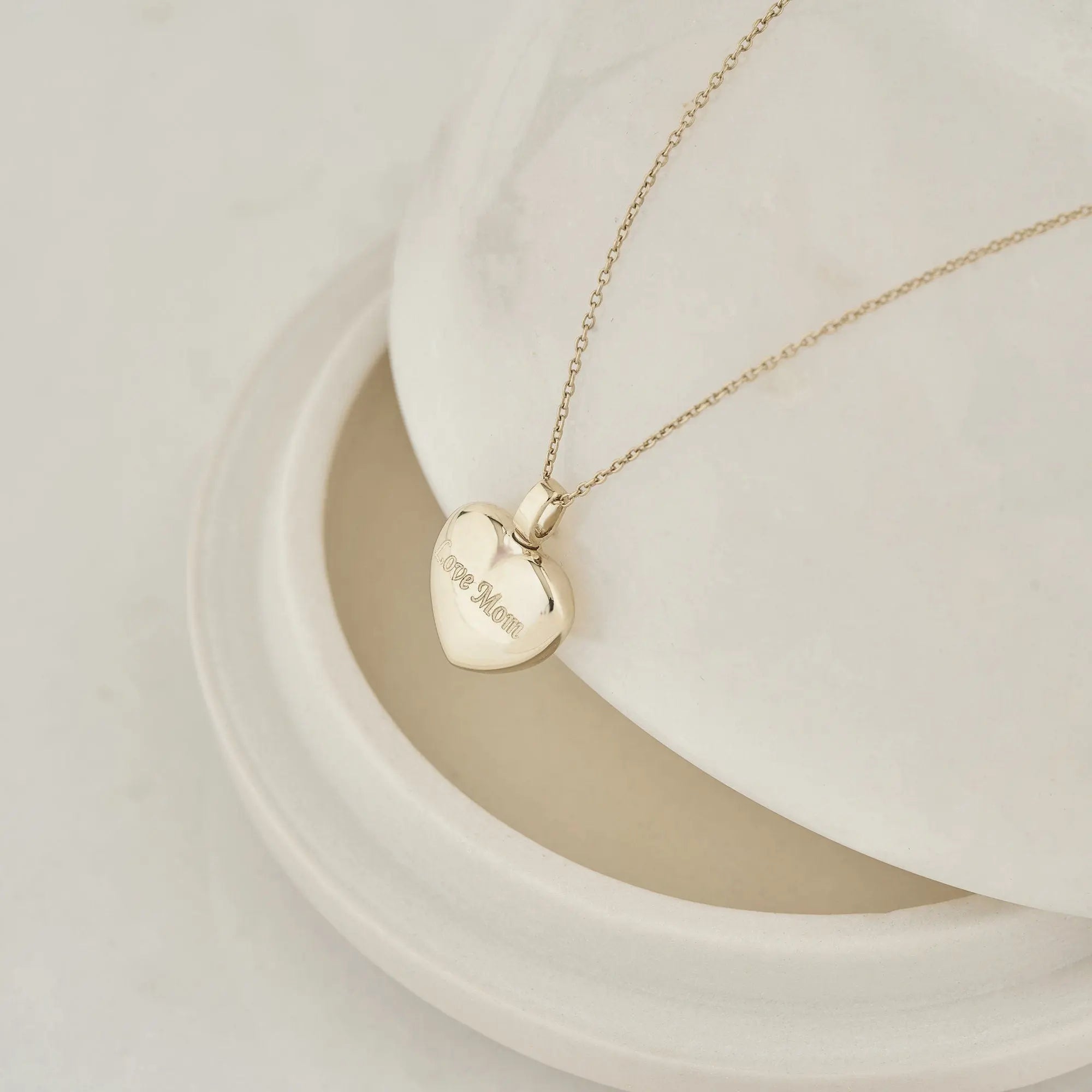 Cremation Urn Heart Necklace Personalized for Ashes Pendant 14K Solid Gold Memorial Pet