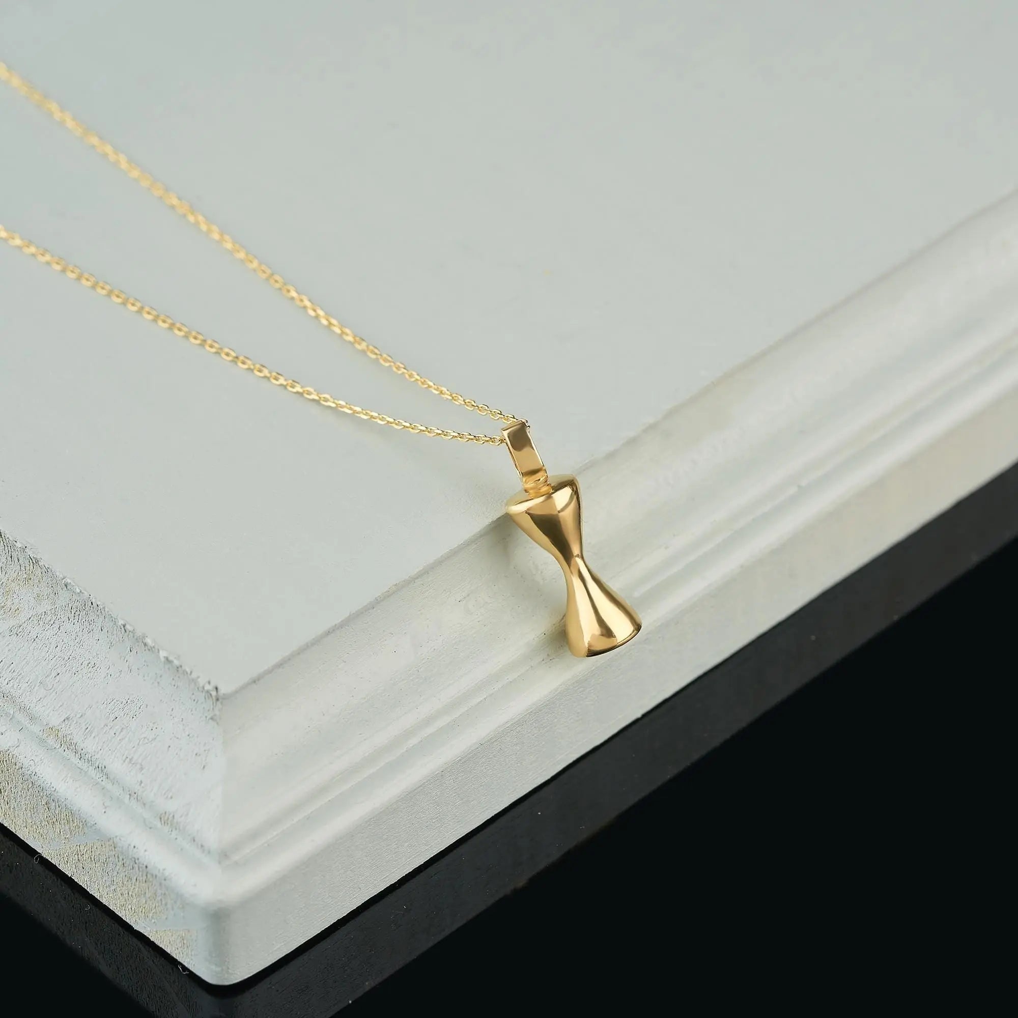 Hourglass Urn Necklace Double Compartment Silver Cremation Jewelry Human Ashes Sympathy Gift Loss of Mom and Dad