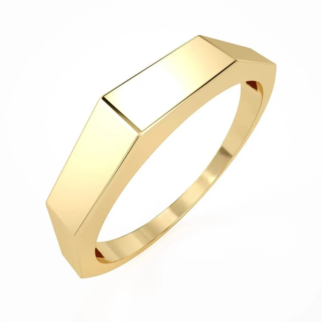 Geometric Design Ring Bolt Shape Octagon 14K Solid Gold Ring,Dainty Gift for Girlfriend Her