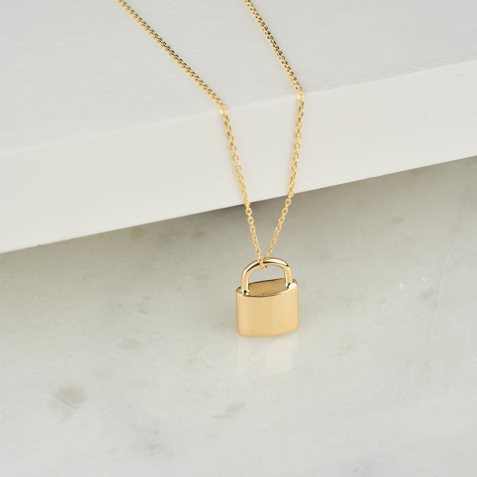 Gold Padlock Urn Necklace for Ashes Personalized 14K Lock Mom & Dad Loss Memorial Pet