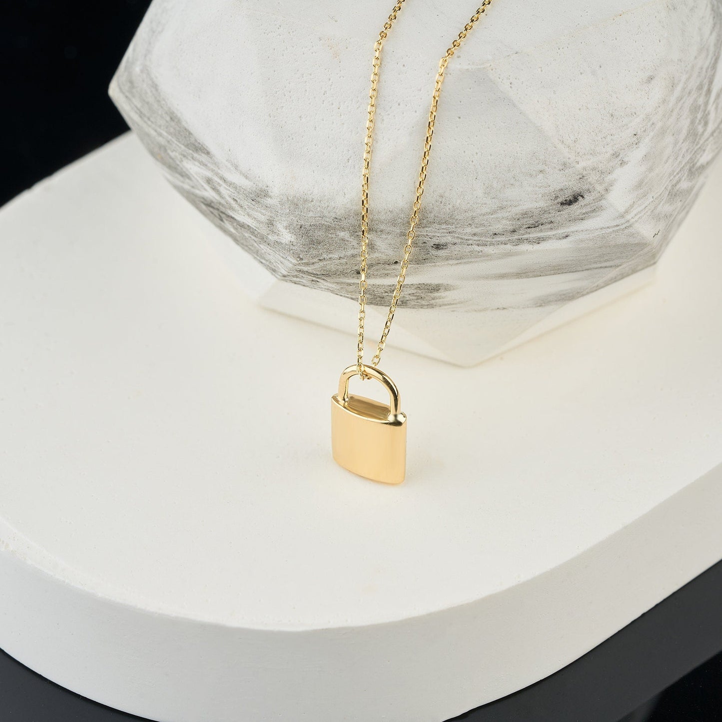 Gold Padlock Urn Necklace for Ashes Personalized 14K Lock Mom & Dad Loss Memorial Pet