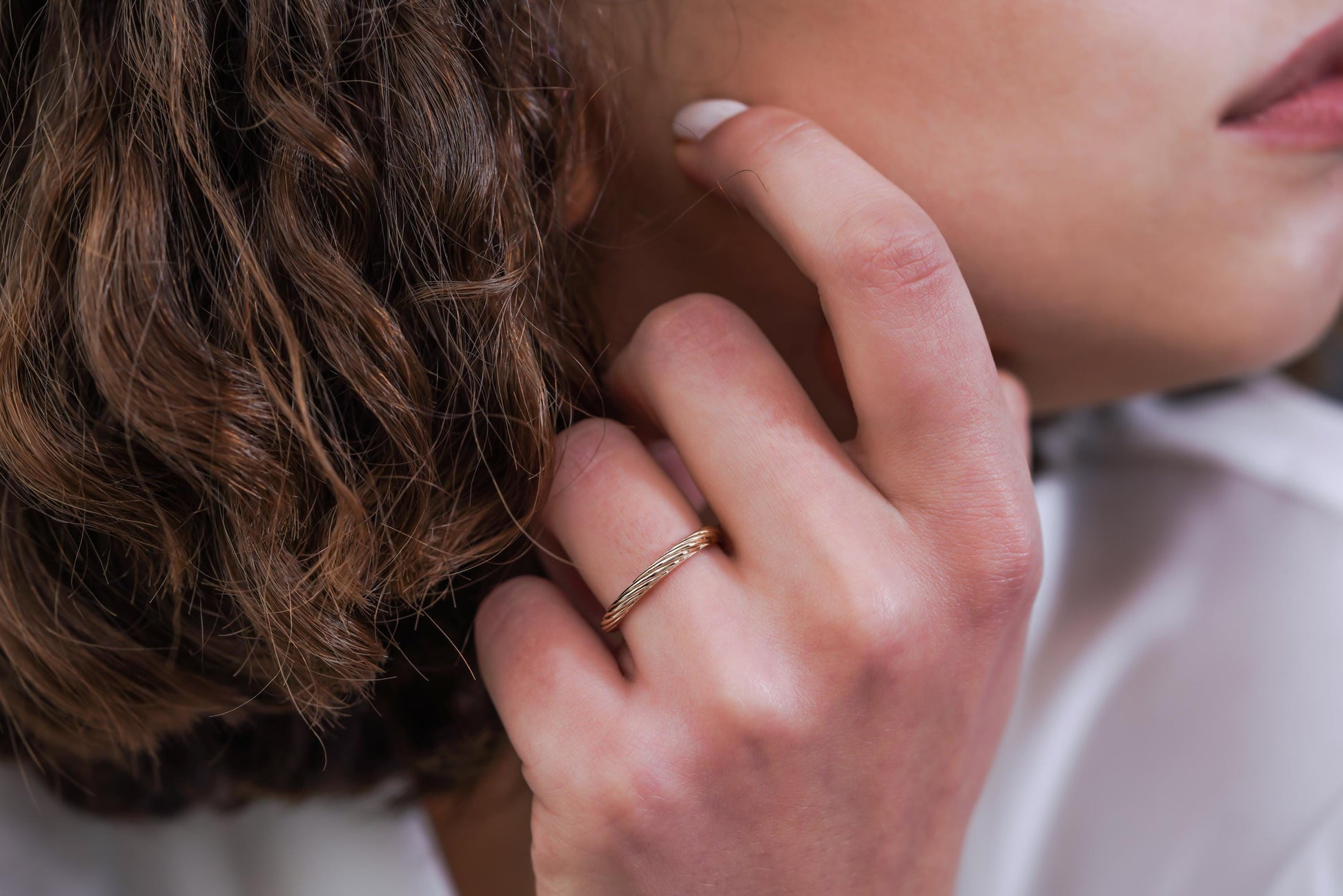 Gold Twist Ring Braided Twisted Rope Band Wedding Minimalist Stacking 14k Solid Unique Gift for Her Promise