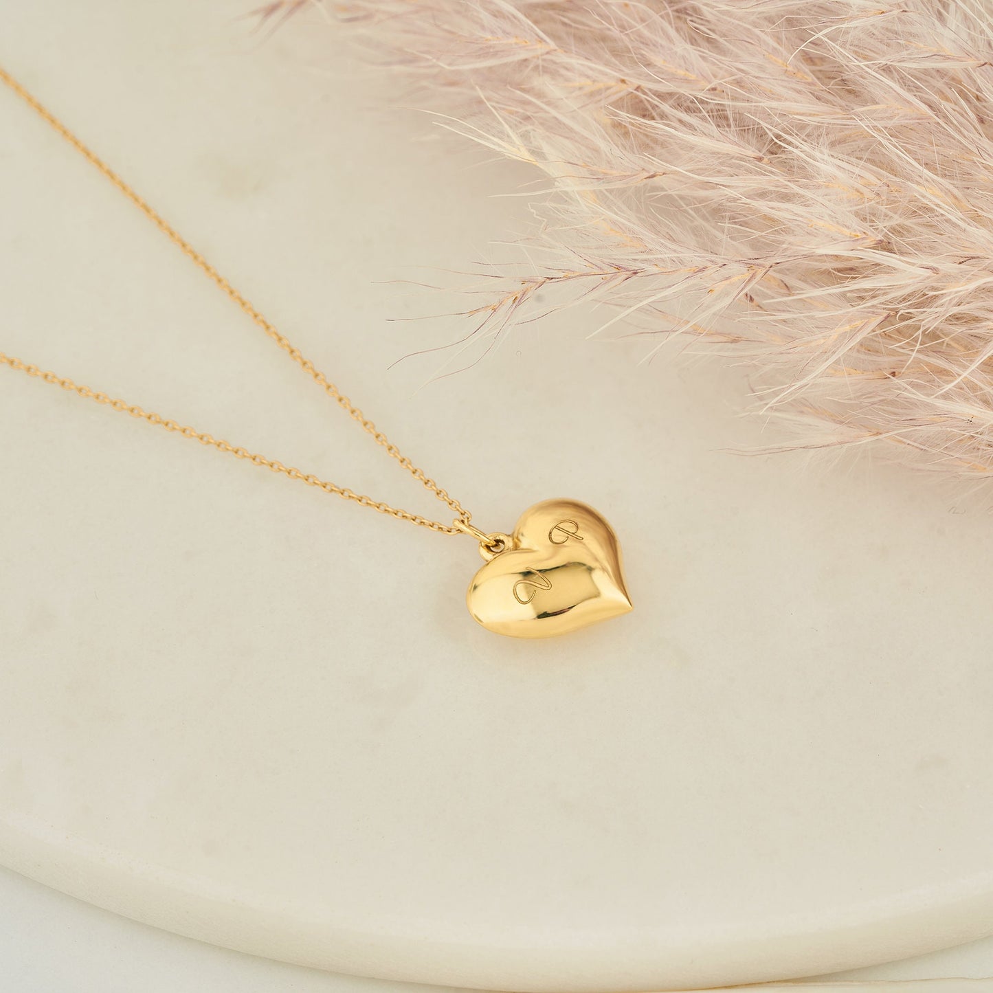 14K Gold Heart Necklace, Personalized Heart Necklace, Dainty Gold Heart Necklace, Solid Gold Necklace, Handmade Jewelry, Mothers Day Gift - Bright Fine Jewelry