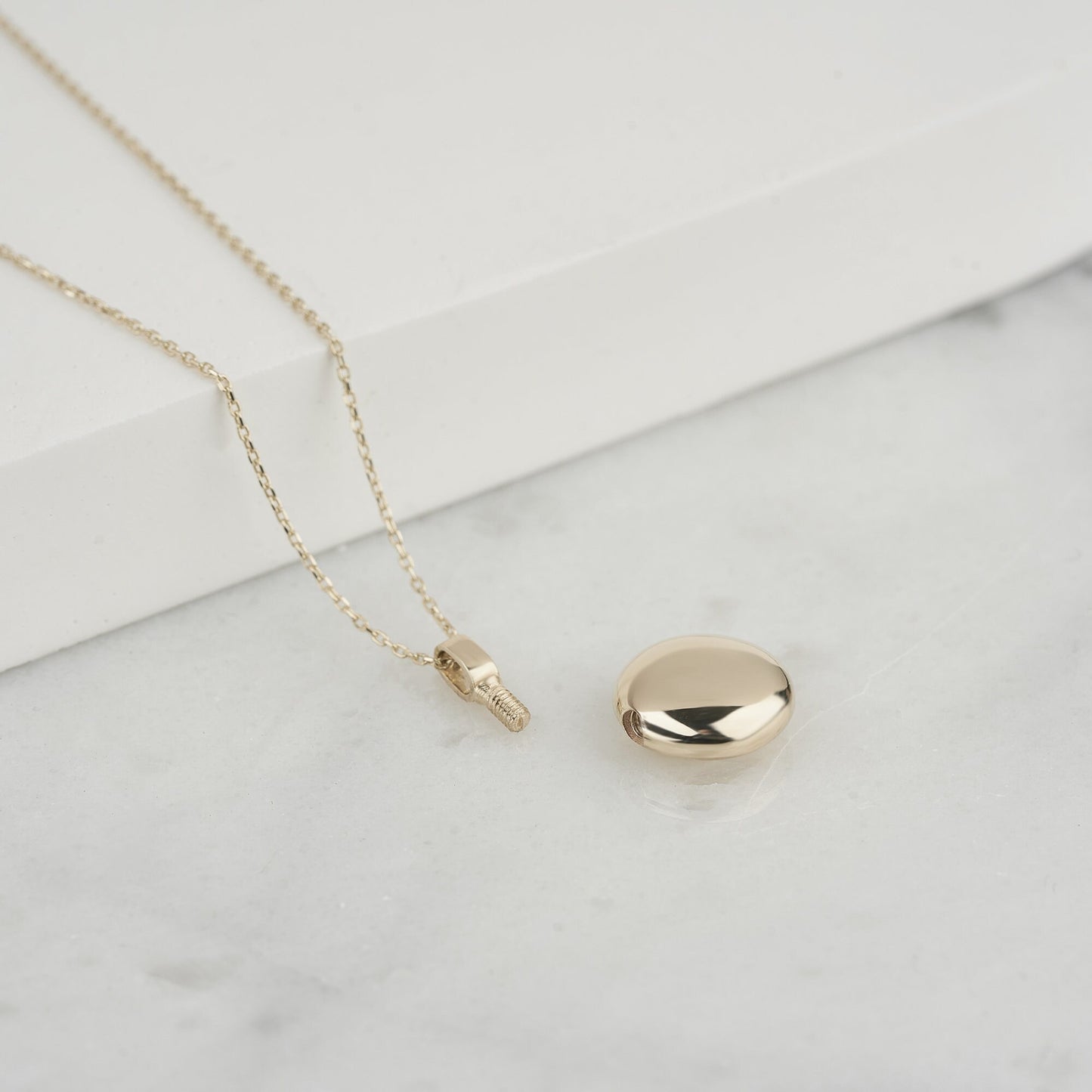 Ash Holder Round Urn 14K Gold Necklace, Personalized Cremation Disc Necklace, Mom&Dad Loss Necklace, Keepsake Necklace, Memorial Necklace - Bright Fine Jewelry