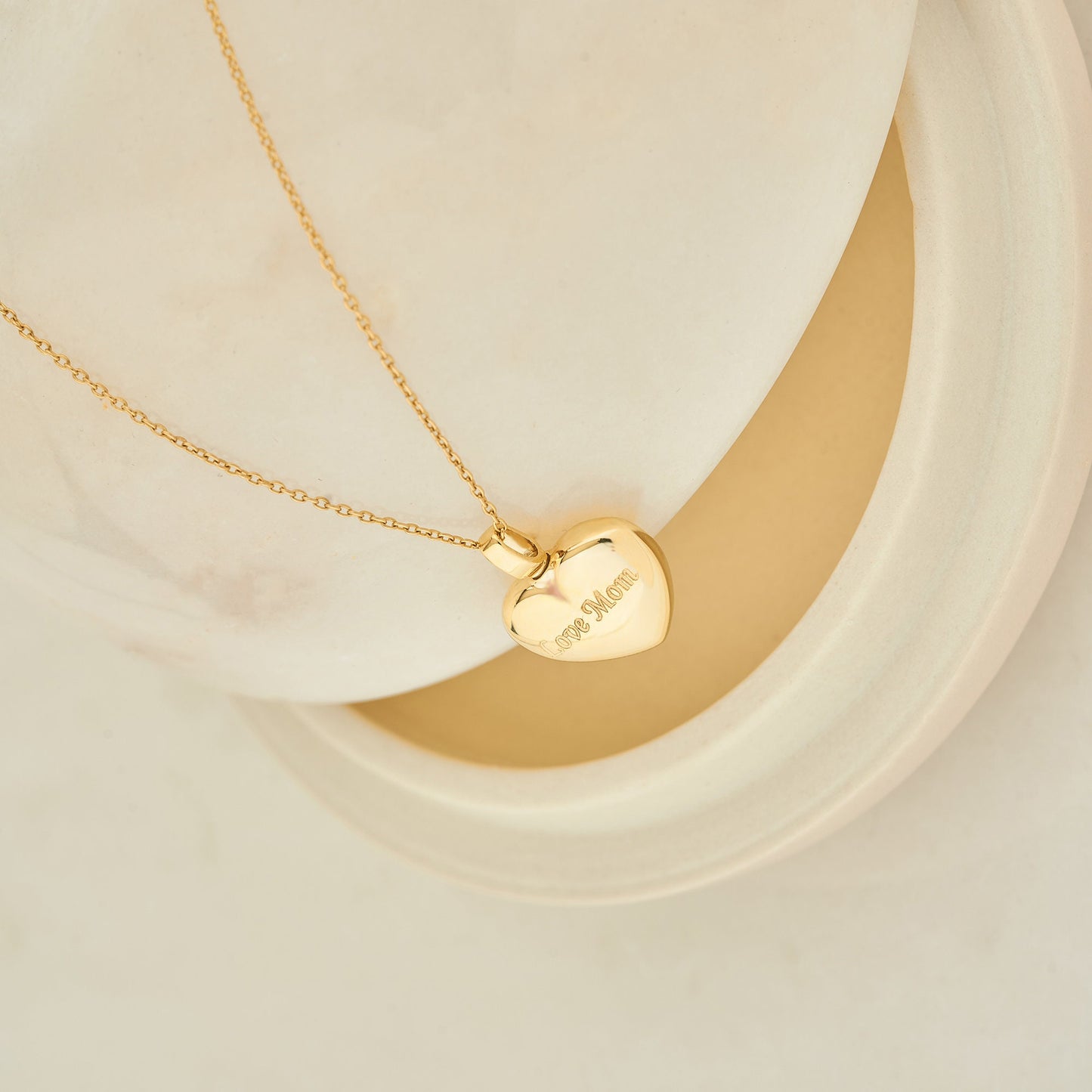 Cremation Urn Heart Necklace, Personalized Necklace for Ashes, Heart Pendant, 14K Solid Gold Necklace, Memorial Necklace, Pet Ashes Necklace - Bright Fine Jewelry