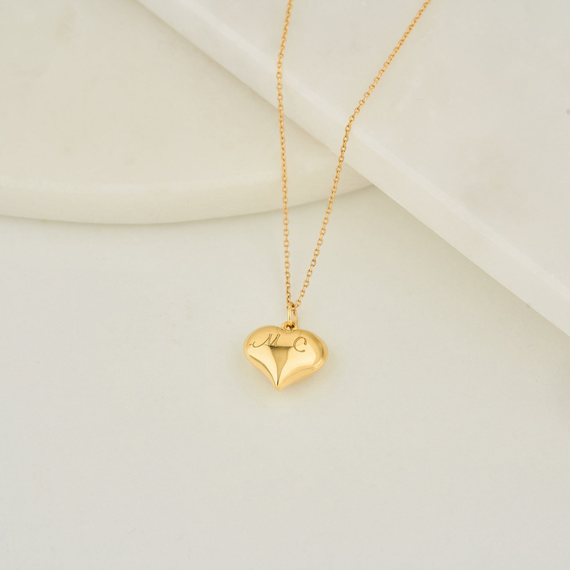 14K Gold Heart Necklace, Personalized Heart Necklace, Dainty Gold Heart Necklace, Solid Gold Necklace, Handmade Jewelry, Mothers Day Gift