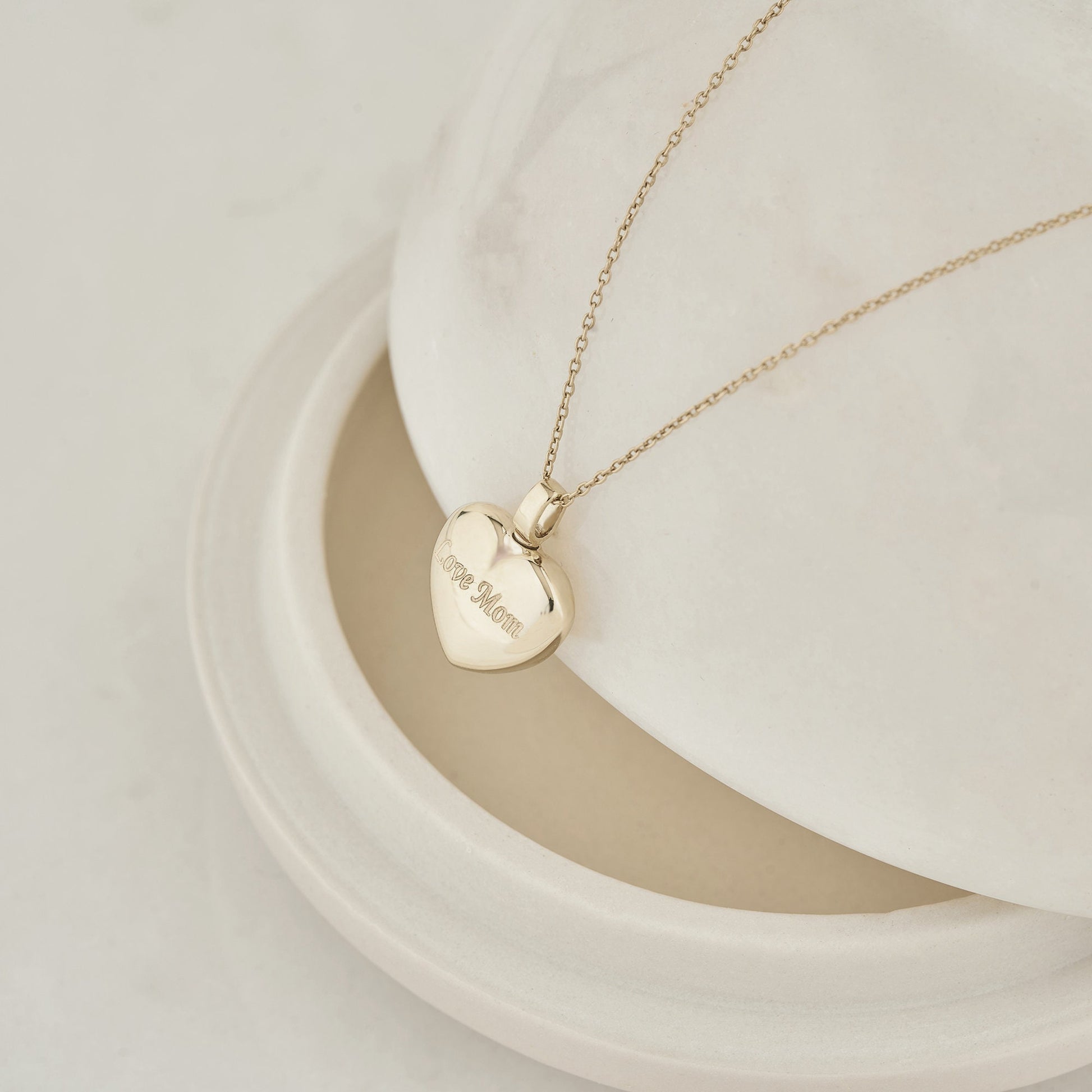 Cremation Urn Heart Necklace, Personalized Necklace for Ashes, Heart Pendant, 14K Solid Gold Necklace, Memorial Necklace, Pet Ashes Necklace - Bright Fine Jewelry