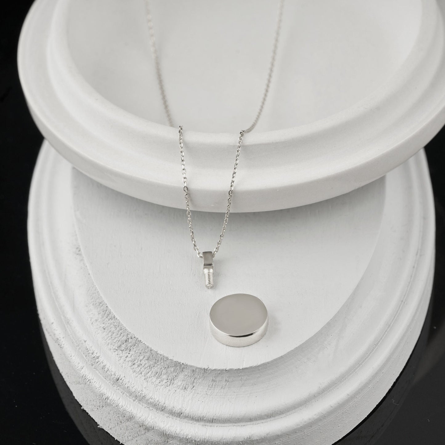 Ash Holder Round Sterling Silver Urn Necklace, Personalized Disc Necklace, Silver Cremation Necklace, Keepsake Memorial Cremation Jewelry - Bright Fine Jewelry