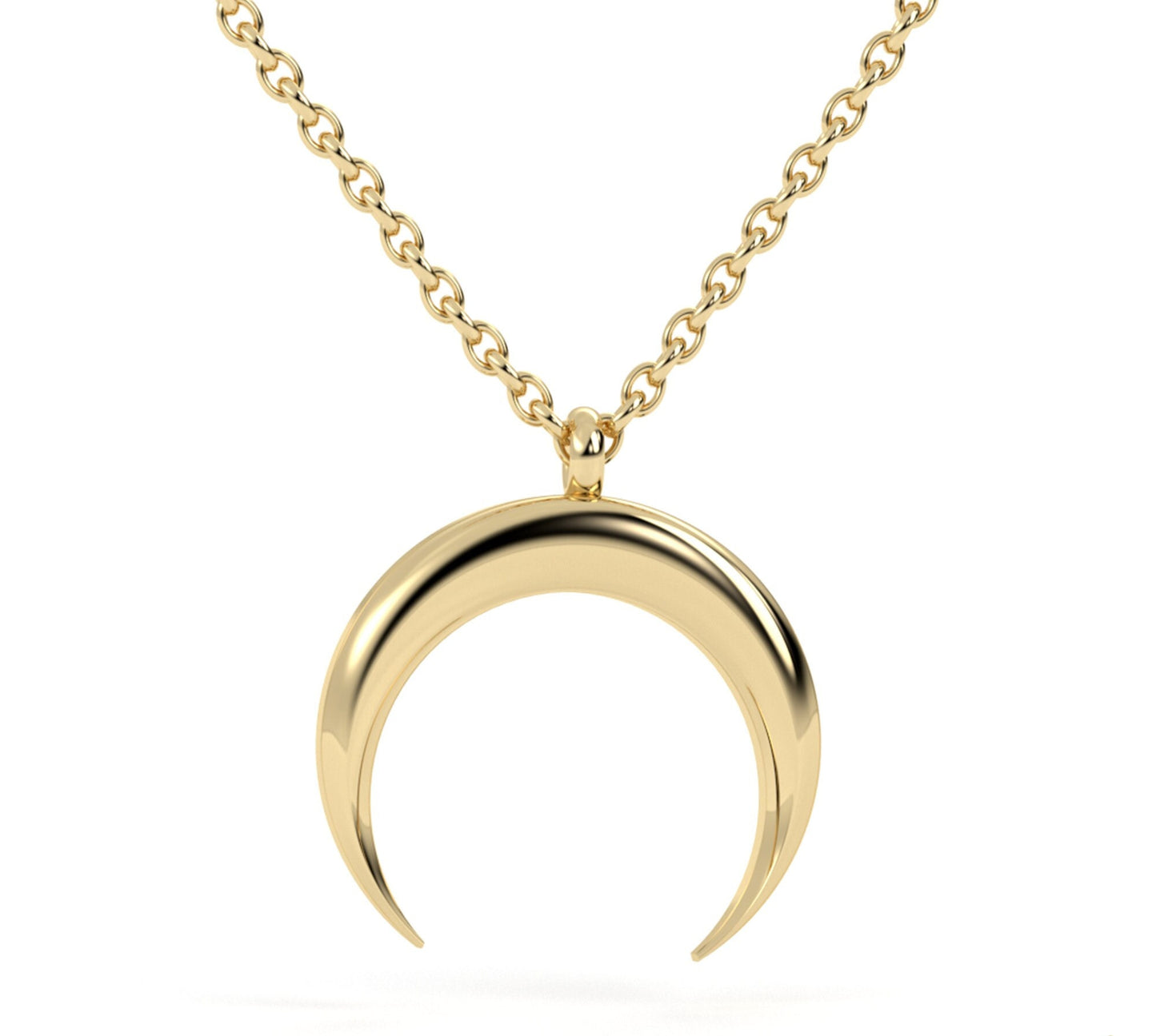 Crescent Moon Necklace 14K Solid Gold | Dainty Moon Necklace | Crescent Moon Necklace | Valentines Day Gift | Mothers Day Gift - Bright Fine Jewelry