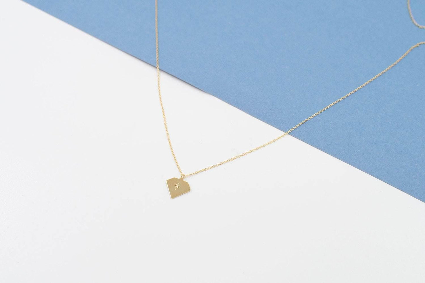 14K Diamond Necklace Solid Gold Tiny Diamond Pendant Minimalist Diamond Necklace Everyday Real Diamond Necklace Christmas Gift for Her - Bright Fine Jewelry