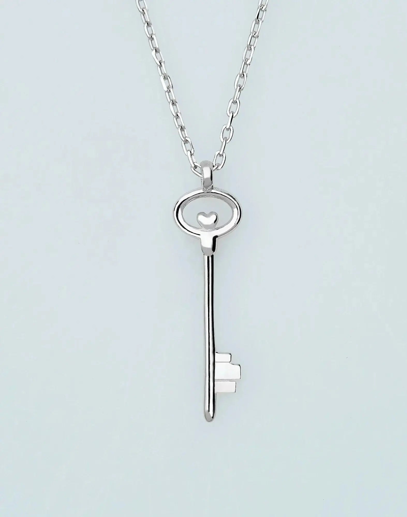 Silver key pendant on a delicate chain from the Key Necklace 14K Solid Gold collection