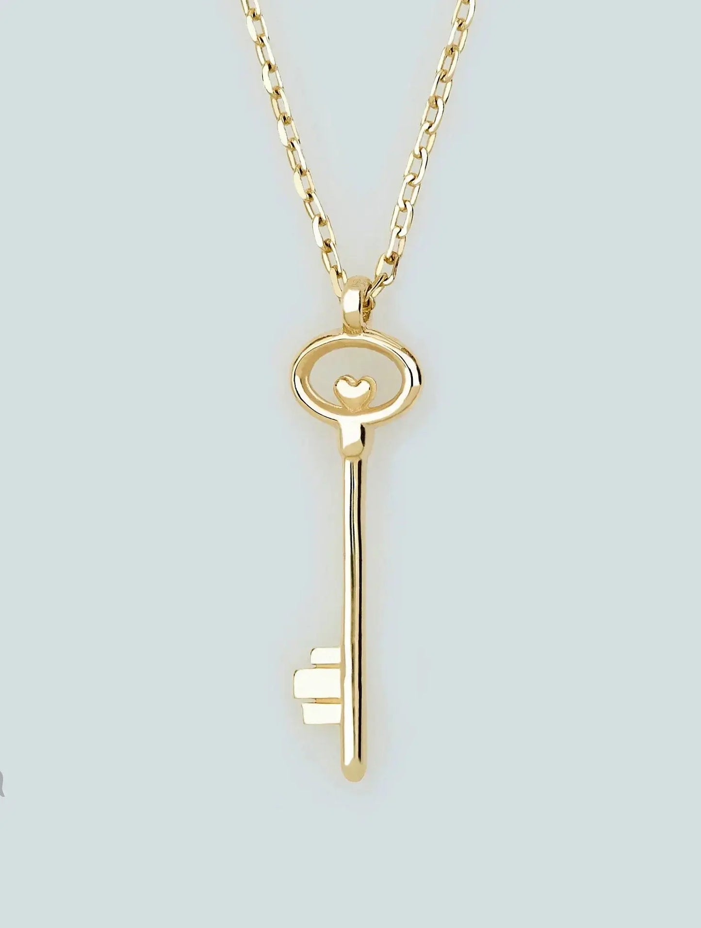 Gold key pendant on delicate chain necklace 14K solid, ideal wedding jewelry for bridesmaids