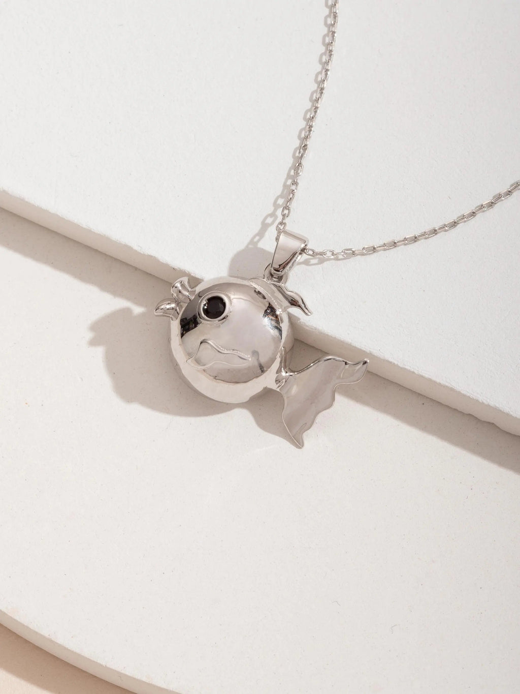 Lucky Fish Necklace with Birthstone 925 Sterling Silver 3D Animal Pendant Ocean Jewelry Gift for Sea Lovers Pufferfish