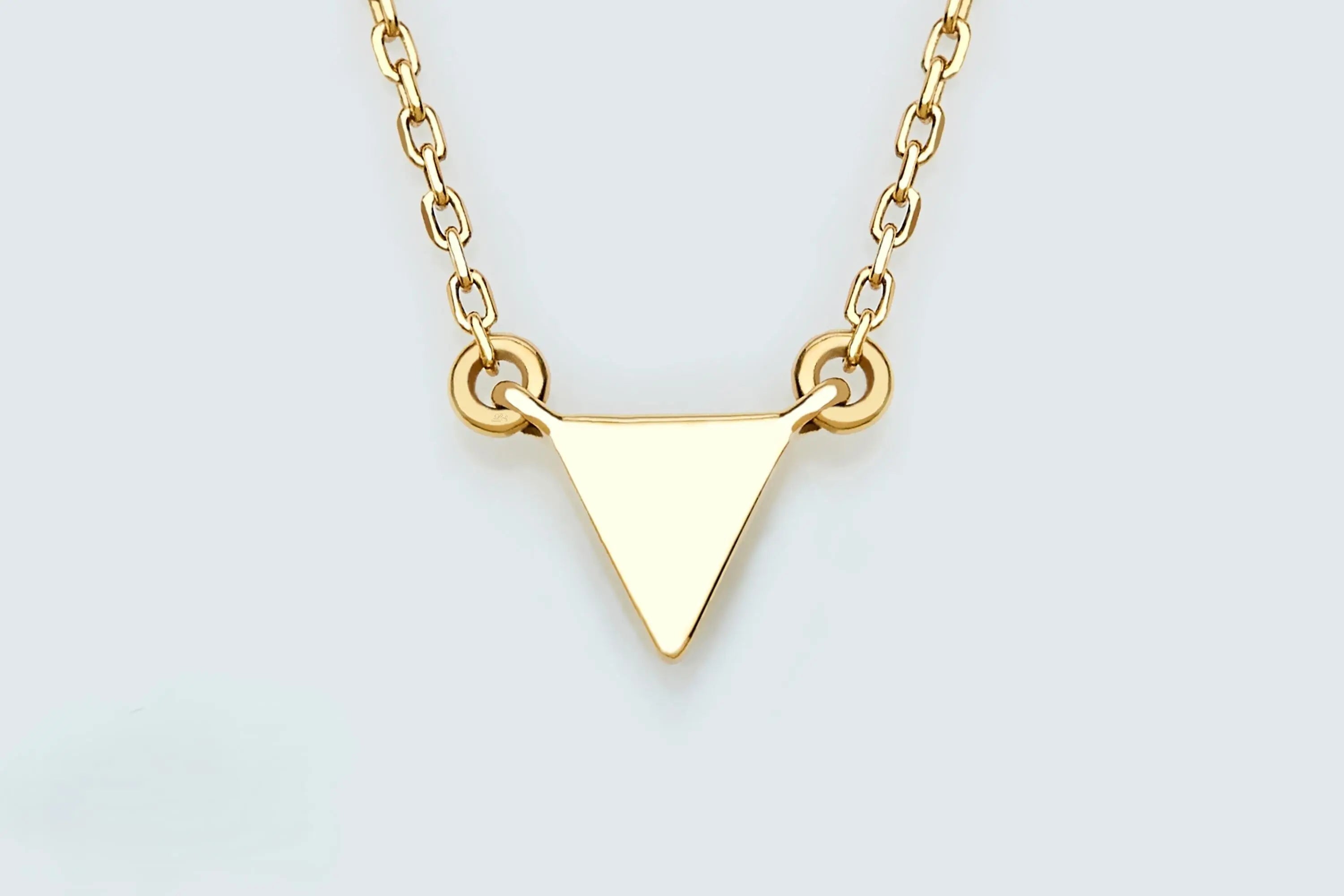 Dainty Triangle Necklace in 14k Solid Gold Simple Geometric Pendant Delicate Jewelry Great for Stacking or Birthday Gift