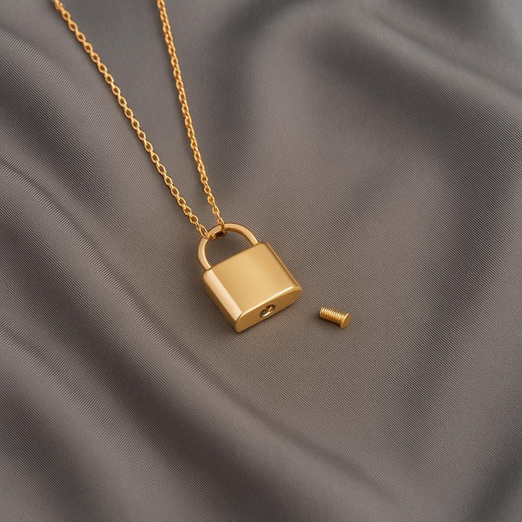 Padlock Urn Necklace for Ashes Personalized Lock Cremation Mom & Dad Loss Silver Memorial Pet
