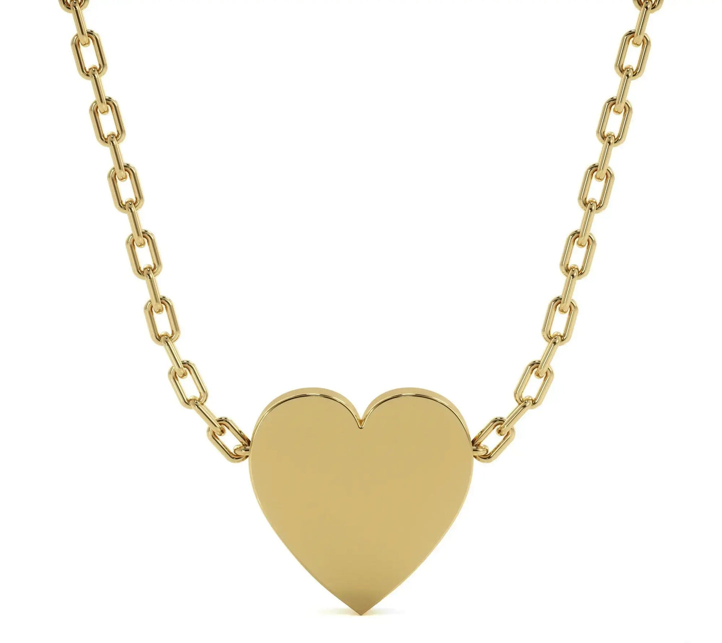 Gold heart pendant on chain necklace from Personalized Heart Necklace in 14K gold