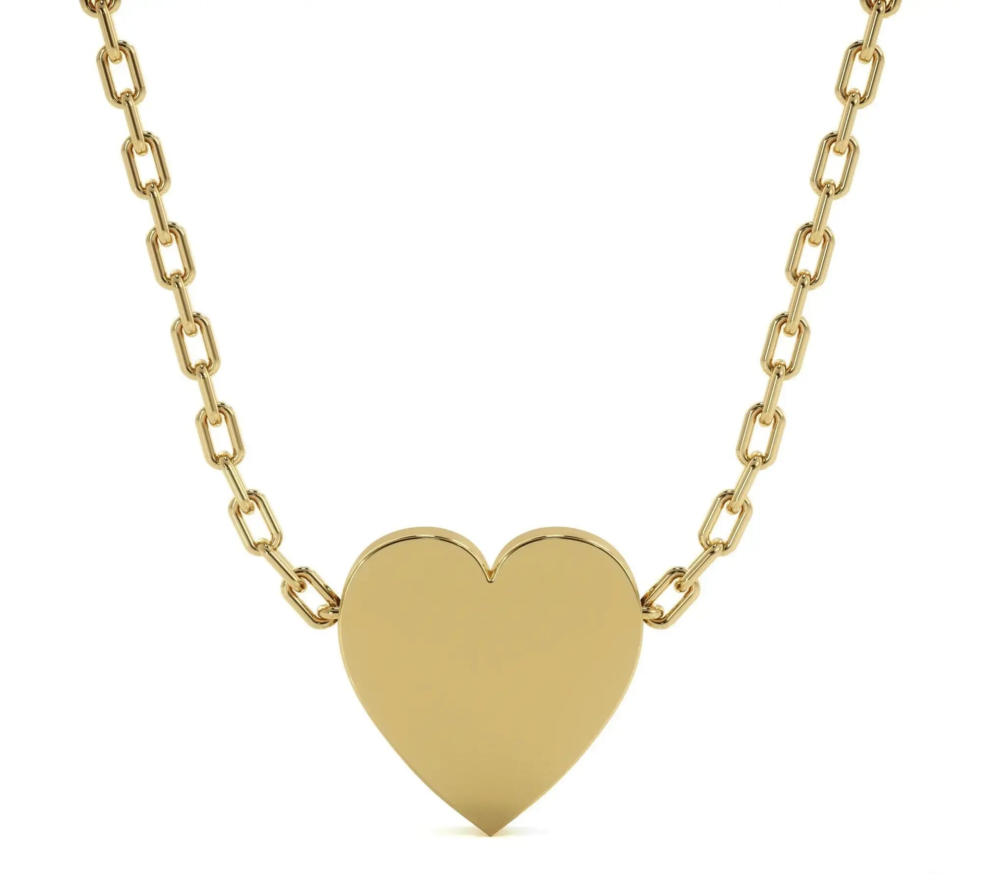 Gold heart pendant on chain necklace from Personalized Heart Necklace in 14K gold