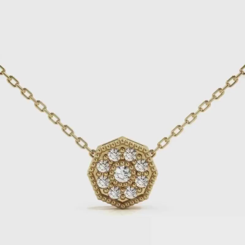 Floral Diamond Necklace 14k Dainty Minimalist Necklace with Natural Diamond Tiny Diamond Floral Pendant Dainty Bridal Jewelry Christmas Gift