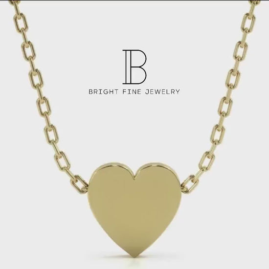 Personalized Heart Necklace | 14K Gold Initial Necklace | Solid Gold Necklace for Bridesmaids | Dainty Gold Necklaces | Handmade Jewelry