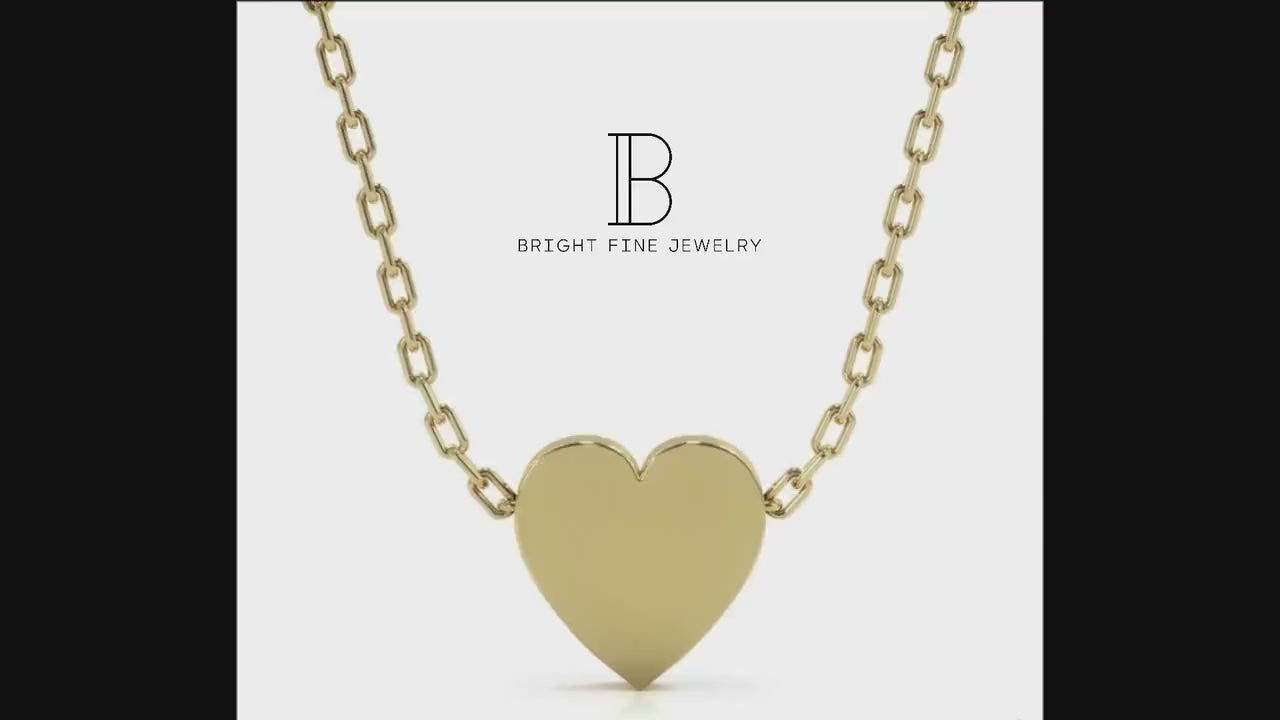 Personalized Heart Necklace | 14K Gold Initial Necklace | Solid Gold Necklace for Bridesmaids | Dainty Gold Necklaces | Handmade Jewelry